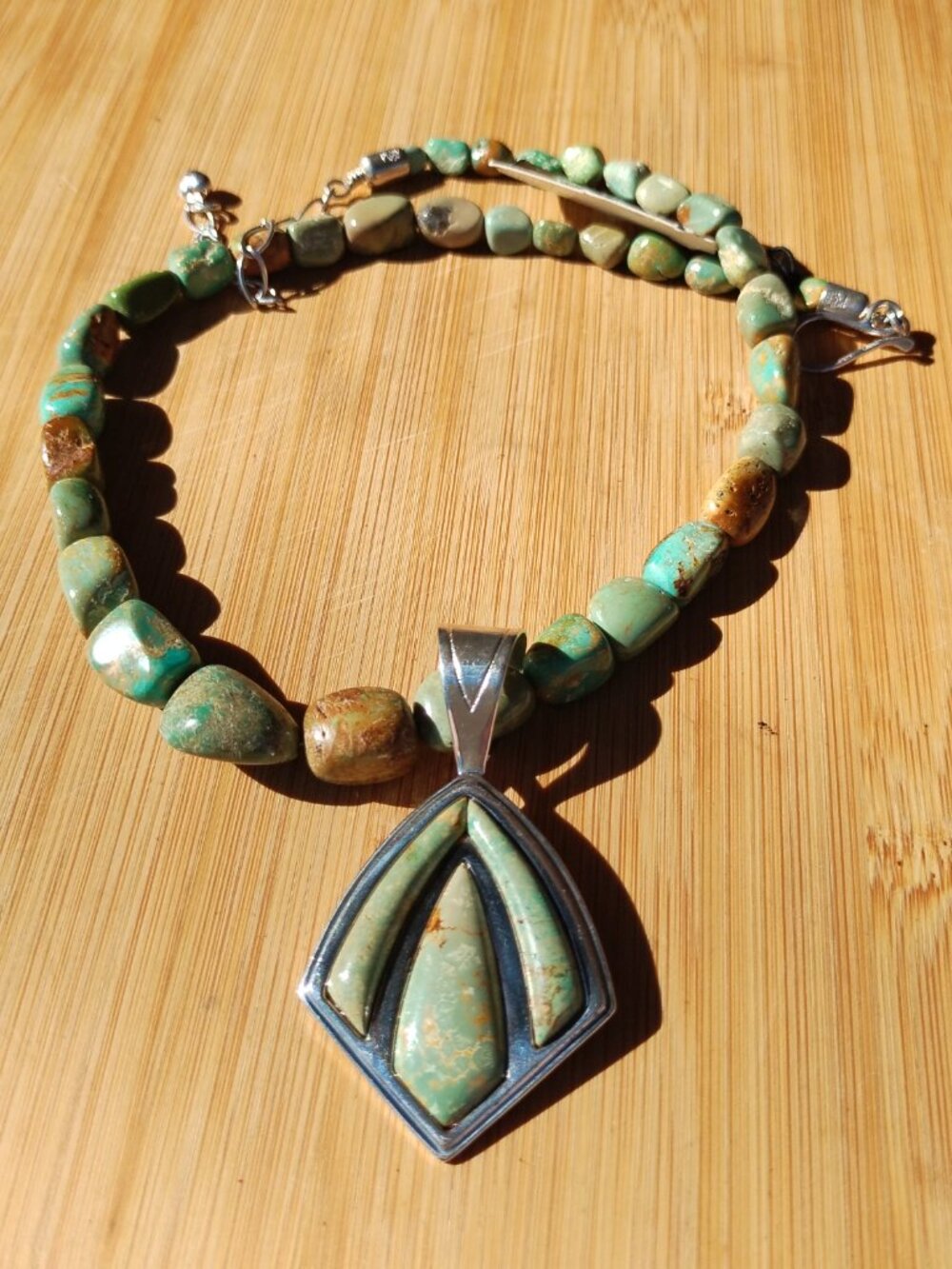 Jay King DTR Turquoise 925 Sterling Silver Pendant Beaded Chunky Necklace - Picture 8 of 10